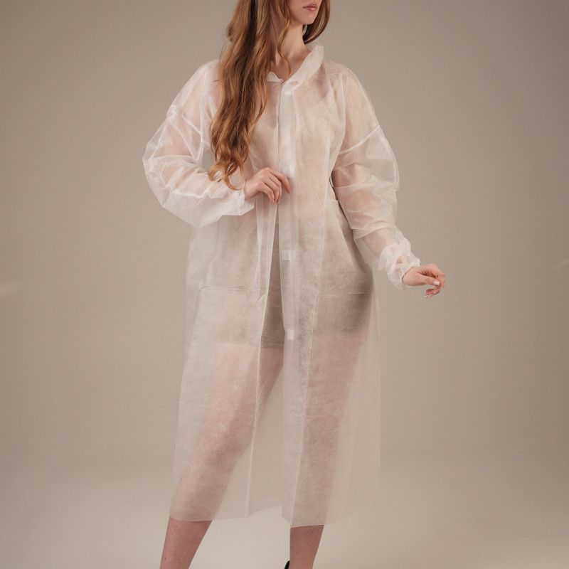 Халат медицинский на ЛИПУЧКАХ, 20 г/м2, XXL (10 шт/уп; 50 шт/кор) (, белый)