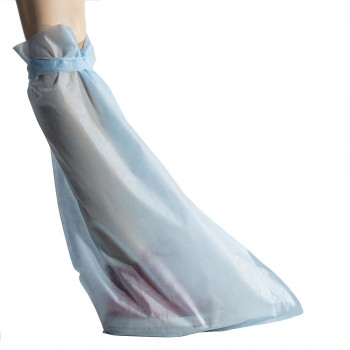 Бахилы нетканые высокие на завязках, 42 гр./м2, голубые