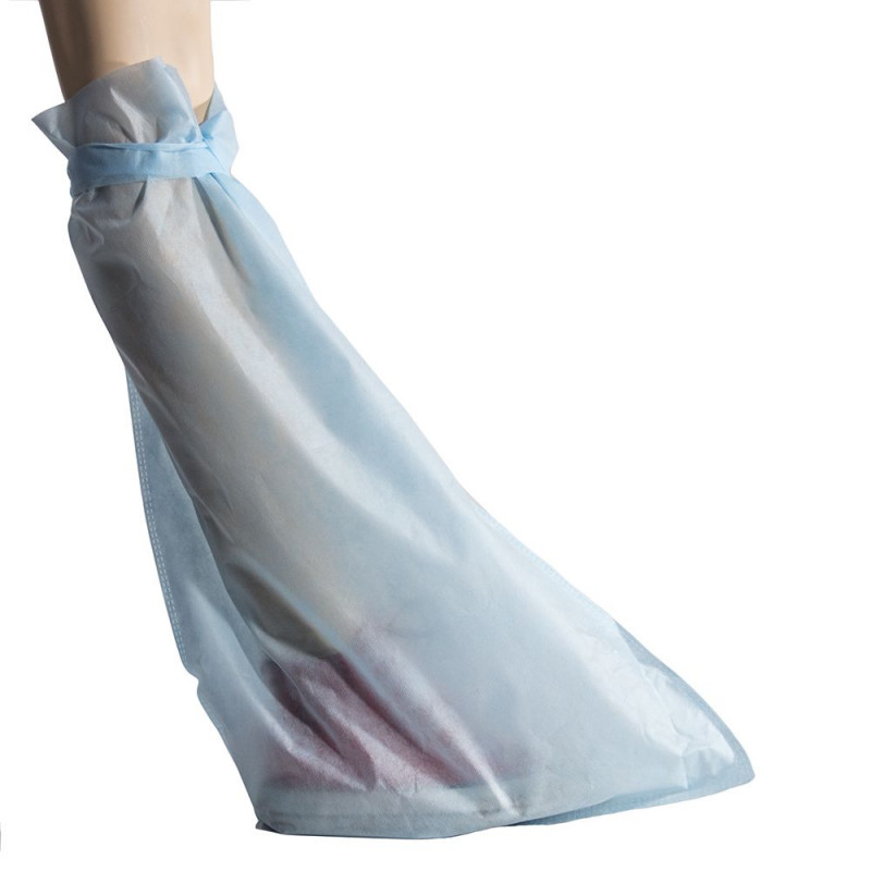 Бахилы нетканые высокие на завязках, 42 гр./м2, голубые