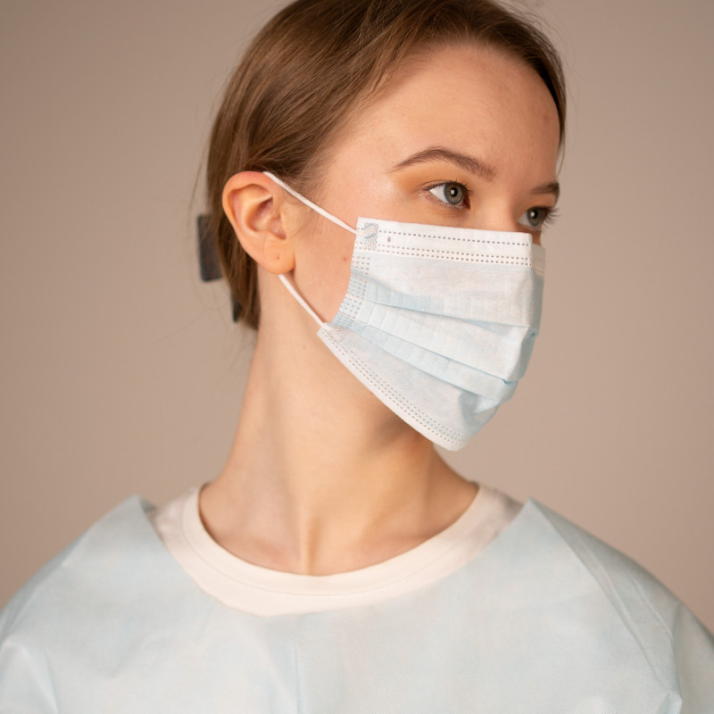 Маска мед. на резинках, 3-х сл., "ГЕКСА" 100 шт./уп. (голубой) Маска мед. на резинках, 3-х сл., "ГЕКСА" 100 шт./уп. (голубой)