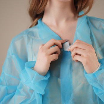 Халат медицинский на ЛИПУЧКАХ, 20 г/м2, XXL (50 шт/кор) (6541, синий)