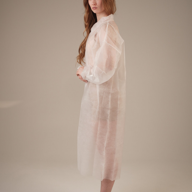 Халат медицинский на ЛИПУЧКАХ, 20 г/м2, XXL (10 шт/уп; 50 шт/кор) (, белый)