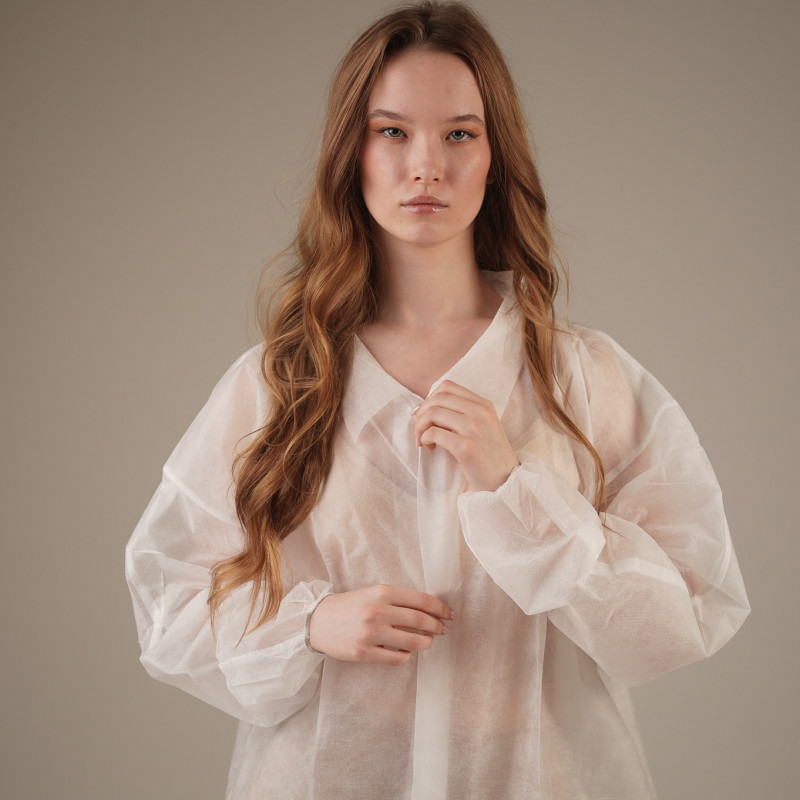 Халат медицинский на КНОПКАХ, 30 г/м2, XXL (10 шт/уп; 50 шт/кор) (, белый)