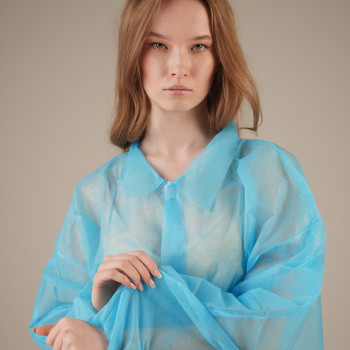 Халат медицинский на ЛИПУЧКАХ, 20 г/м2, XXL (50 шт/кор) (6541, синий)