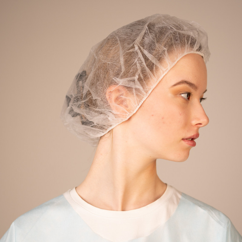 Шапочка-берет, 12г/кв.м (100 шт/уп, 1000 шт/кор) (6722A, белый)