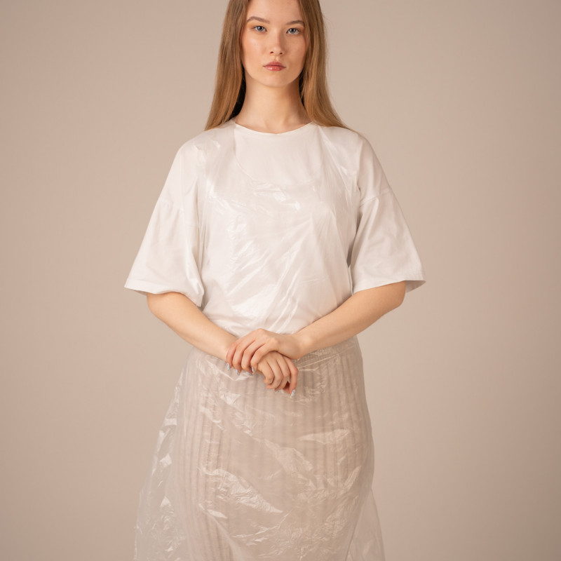 ПЭ фартуки одноразовые (9 мкм) 80*120 см (не медиц), Albens (100 шт/уп, 1000 шт/кор) (7205, белый)