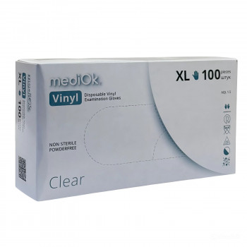 Перчатки виниловые, неопудр., гладкие, прозрачные  (100 шт./уп.) (M)