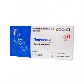 Перчатки повыш.прочности. латекс. нестер.хозяйственные (50 шт./уп.) (L)