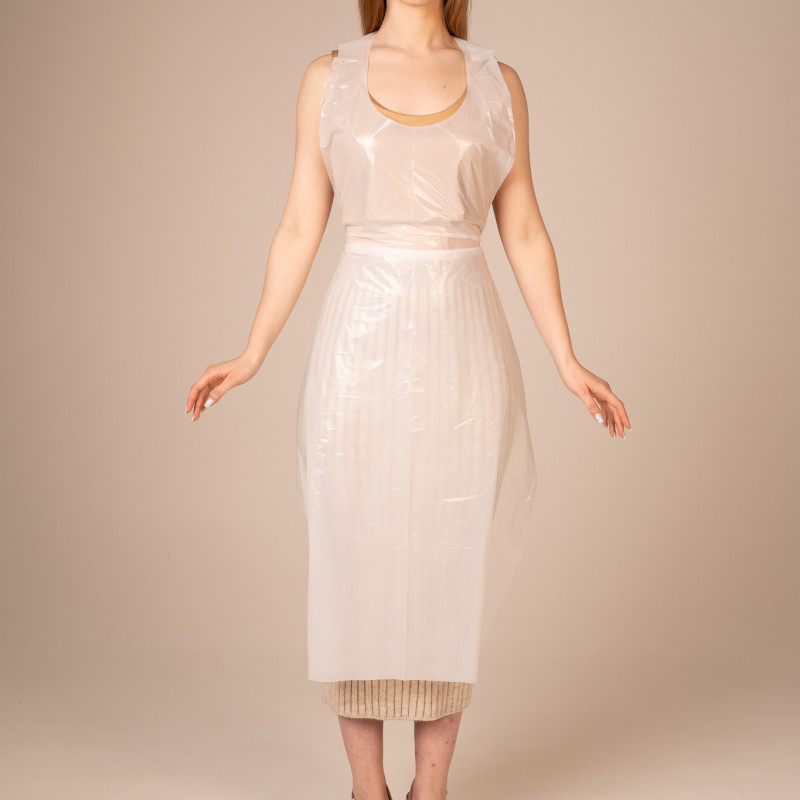 Фартук полиэтил., 75*130 см, прочн. (100 шт/уп, 1000 шт/кор) (белый)