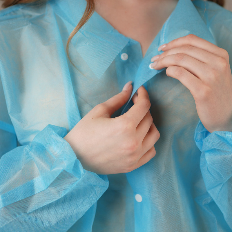 Халат медицинский одноразовый на кнопках, Albens, пл. 30, синий, XXL