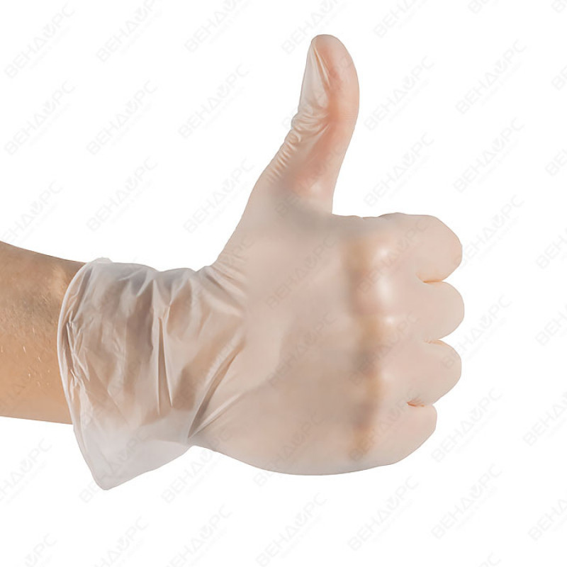 Перчатки виниловые неопудренные, гладкие, прозрачные