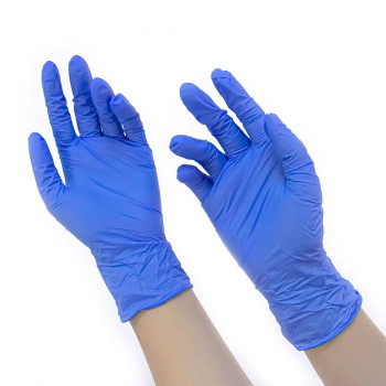 Перчатки нитриловые, медицинские смотровые, неопудренные, голубые