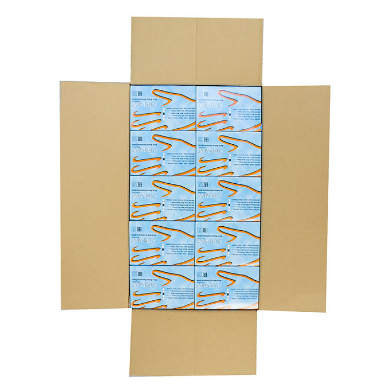 Перчатки медицинские смотровые "Супермакс" нитриловые, неопудренные, текстурированные, голубые