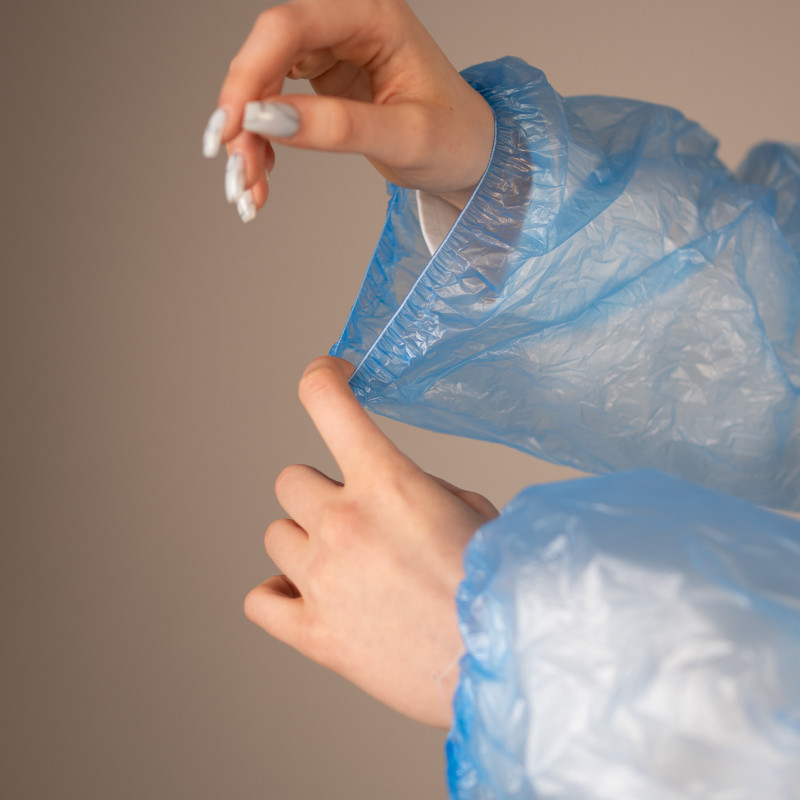 Нарукавники полиэтил., 30 мкм (две стенки) , двойная резинка, ЭКСТРА (25 пар/уп, 1000 пар/кор) (, синий)