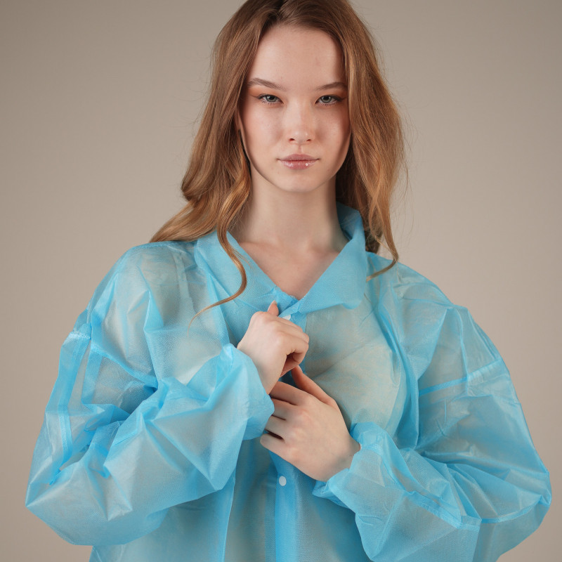 Халат медицинский одноразовый на кнопках, Albens, пл. 30, синий, XXL