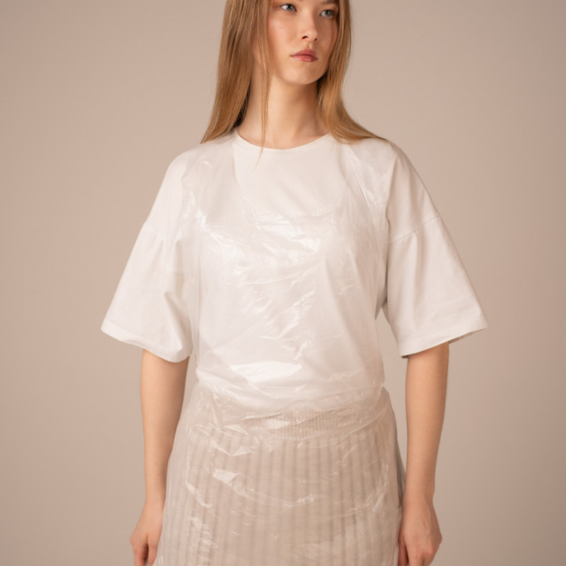 ПЭ фартуки одноразовые (9 мкм) 80*120 см (не медиц), Albens (100 шт/уп, 1000 шт/кор) (7205, белый)