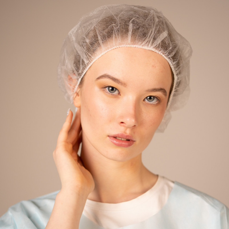 Шапочка-берет, 12г/кв.м (100 шт/уп, 1000 шт/кор) (6722A, белый)