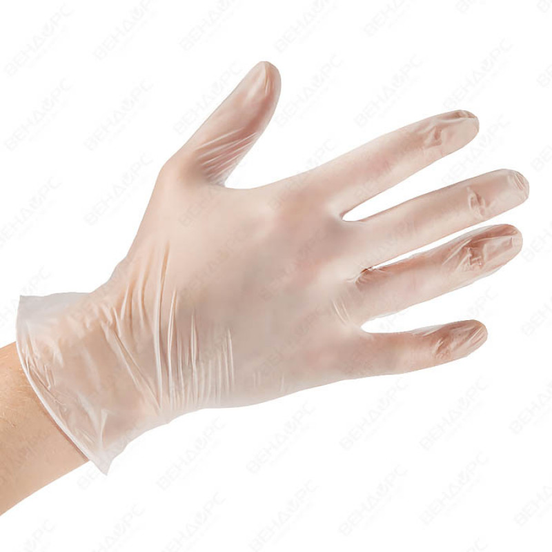 Перчатки виниловые неопудренные, гладкие, прозрачные