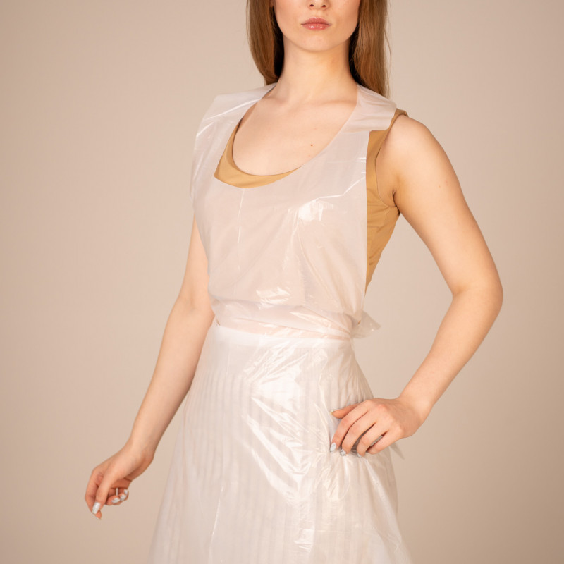 Фартук полиэтил., 75*130 см (Стандарт 20 мкм) (100 шт/уп, 1000 шт/кор) (6200, белый)