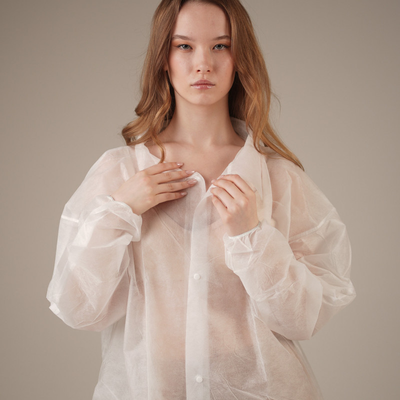 Халат медицинский на КНОПКАХ, 20 г/м2, XXL (10 шт/уп; 50 шт/кор) (, белый)