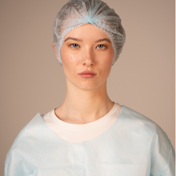 Шапочка-берет Шарлотта Премиум, 10 г/кв.м, 50 см, (100 шт/уп, 2000 шт/кор) (6988П, голубой)