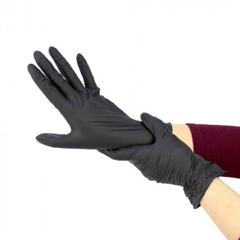 Перчатки  нитриловые, неопудренные,  текстурированные на пальцах, черные