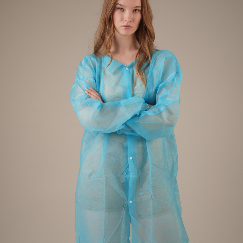 Халат медицинский на КНОПКАХ, 20 г/м2, XXXL (10 шт/уп; 50 шт/кор) (6517-10, синий)
