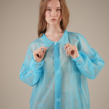 Халат медицинский на ЛИПУЧКАХ, 30 г/м2, XXL (50 шт/кор) (, синий)