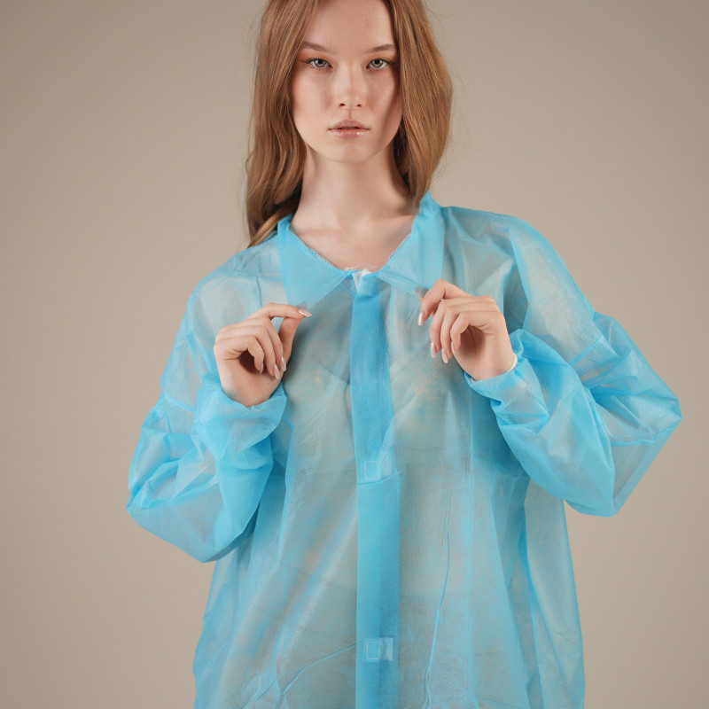 Халат медицинский на ЛИПУЧКАХ, 30 г/м2, XXL (50 шт/кор) (, синий) Халат медицинский на ЛИПУЧКАХ, 30 г/м2, XXL (50 шт/кор) (, синий)