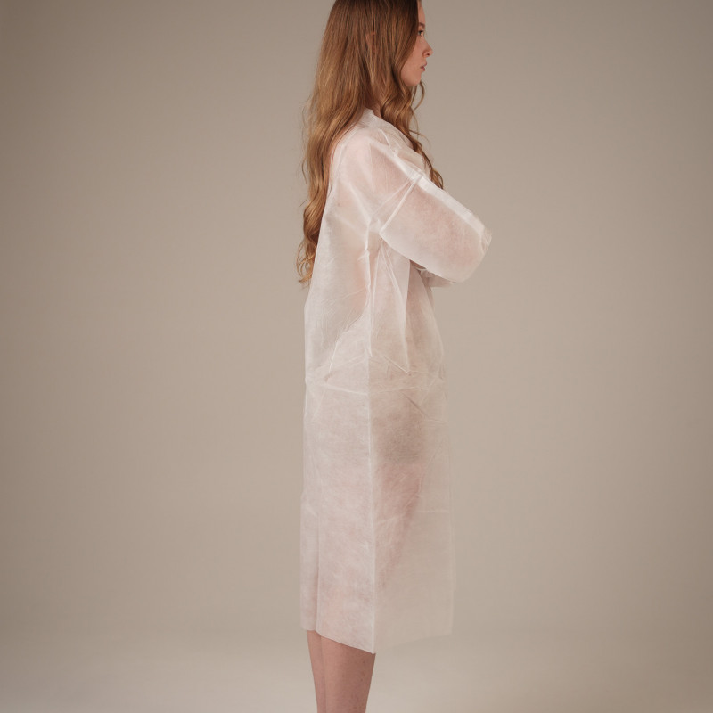 Халат медицинский на КНОПКАХ, 20 г/м2, XXL (10 шт/уп; 50 шт/кор) (, белый)