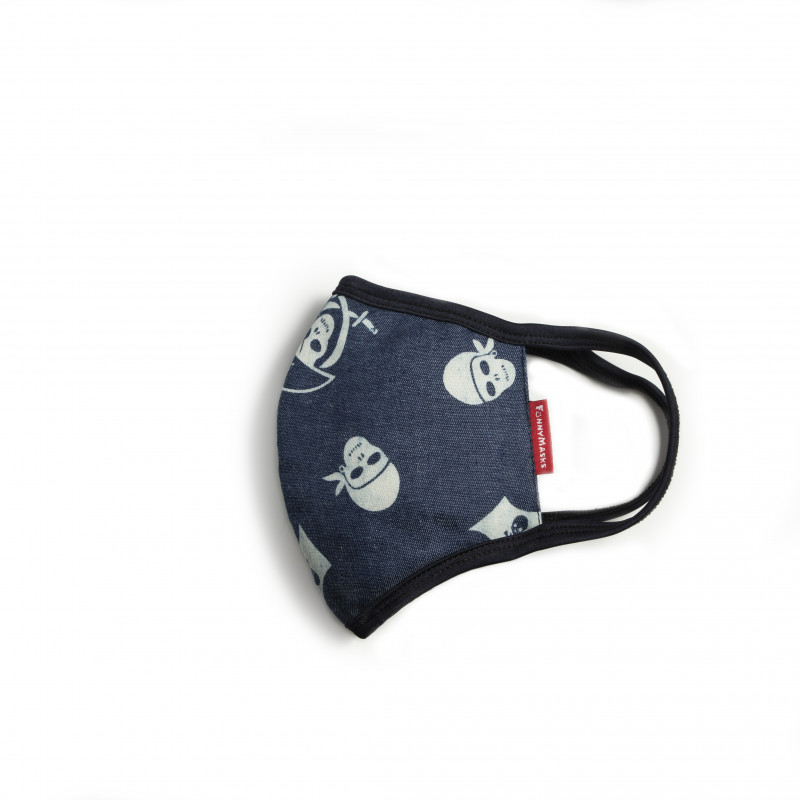 Маска многоразовая из ткани, темно-синяя-пираты, хлопок (40 шт/кор)