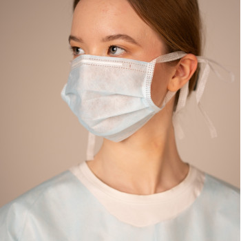 Маска медиц.на завязках, 3-х сл., 50 шт./уп. (голубой)