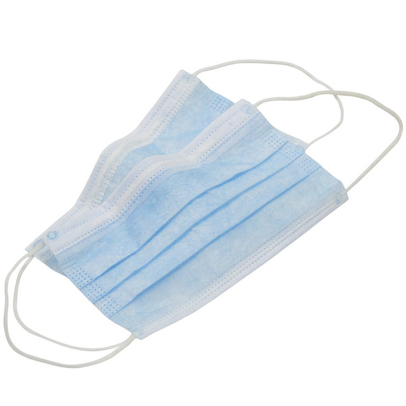 Маски 3-х слойн., на резинках, п/э упаковка, 50 шт./уп., 4000 шт/кор (голубой) Маски 3-х слойн., на резинках, п/э упаковка, 50 шт./уп., 4000 шт/кор (голубой)
