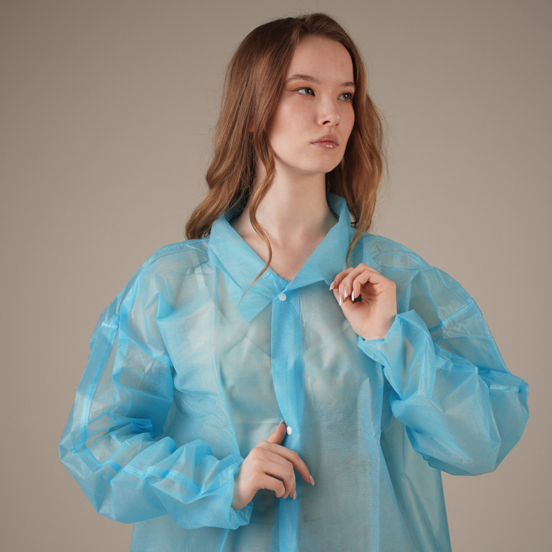 Халат медицинский одноразовый на кнопках, Albens, пл. 30, синий, XXL