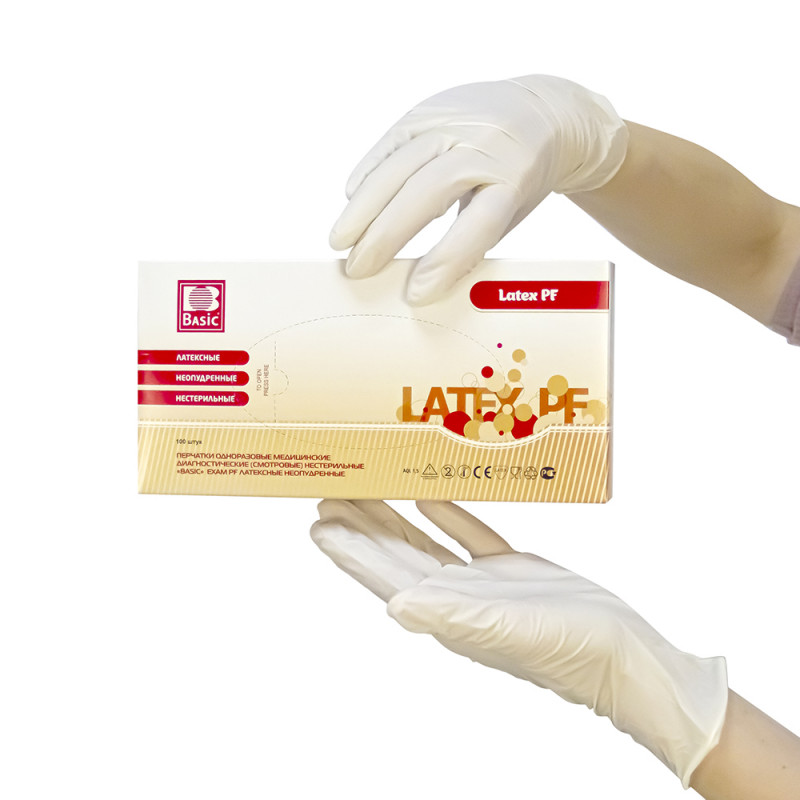 Перчатки латексные, медицинские смотровые, неопудренные, нестерильные