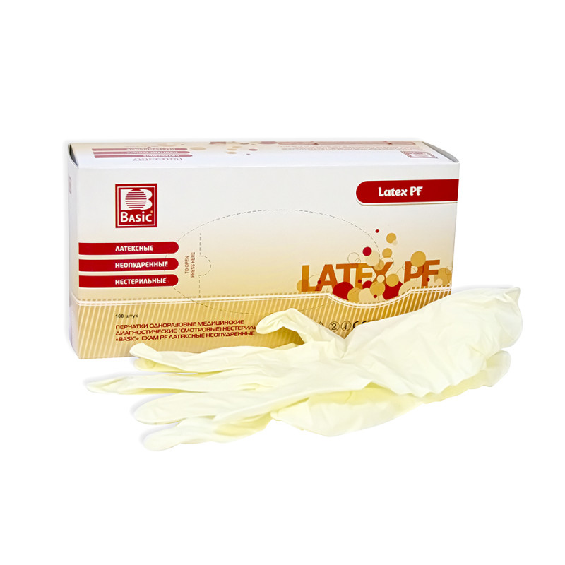 Перчатки латексные, медицинские смотровые, неопудренные, нестерильные