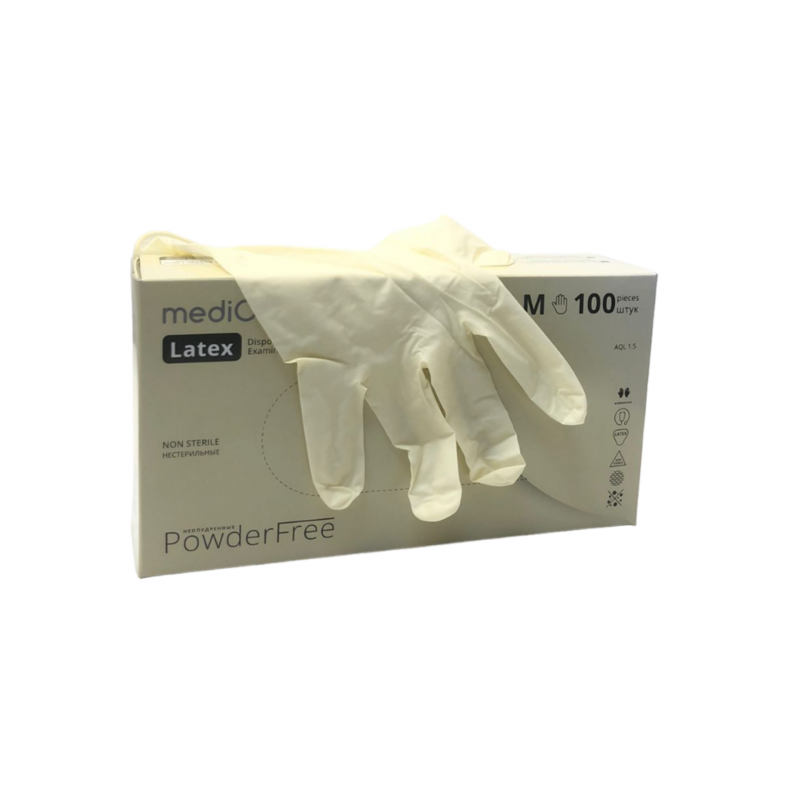 Перчатки латексные, медицинские смотровые, неопудренные, нестерильные
