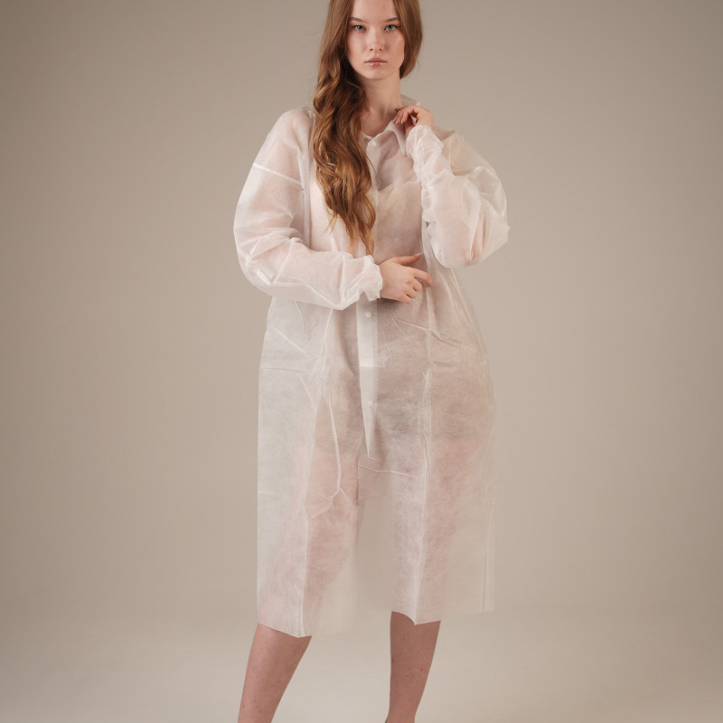 Халат медицинский на КНОПКАХ, 20 г/м2, XXL (10 шт/уп; 50 шт/кор) (, белый)