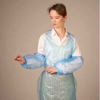 Нарукавники полиэтил., 30 мкм (две стенки) , двойная резинка, ЭКСТРА (25 пар/уп, 1000 пар/кор) (, синий)