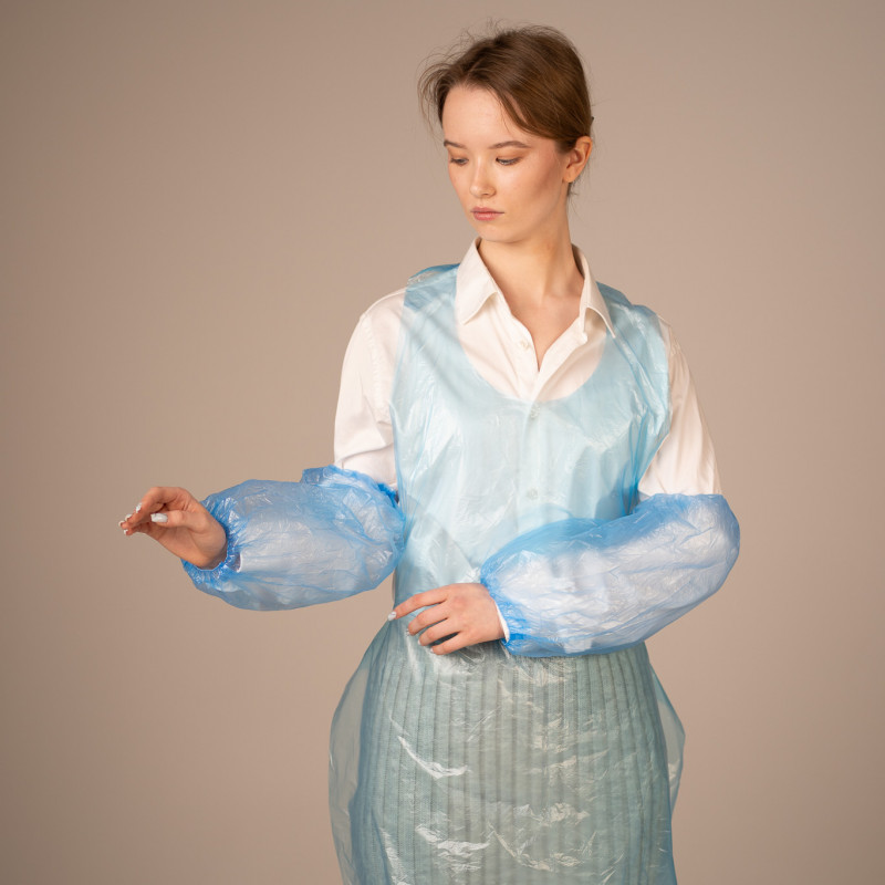 Нарукавники полиэтил., 30 мкм (две стенки) , двойная резинка, ЭКСТРА (25 пар/уп, 1000 пар/кор) (, синий)