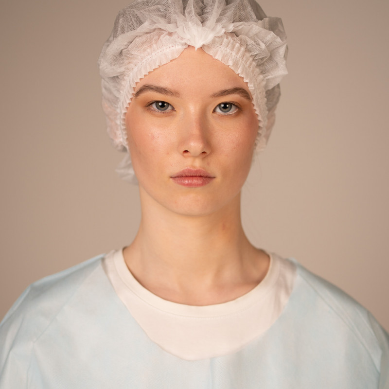 Шапочка-берет Шарлотта, 12г/кв.м 53см двойная резинка (100 шт/уп, 1000 шт/кор) (6712, белый) Шапочка-берет Шарлотта, 12г/кв.м 53см двойная резинка (100 шт/уп, 1000 шт/кор) (6712, белый)