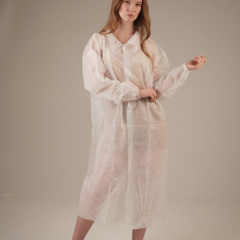 Халат медицинский на КНОПКАХ, 30 г/м2, XXL (10 шт/уп; 50 шт/кор) (, белый)